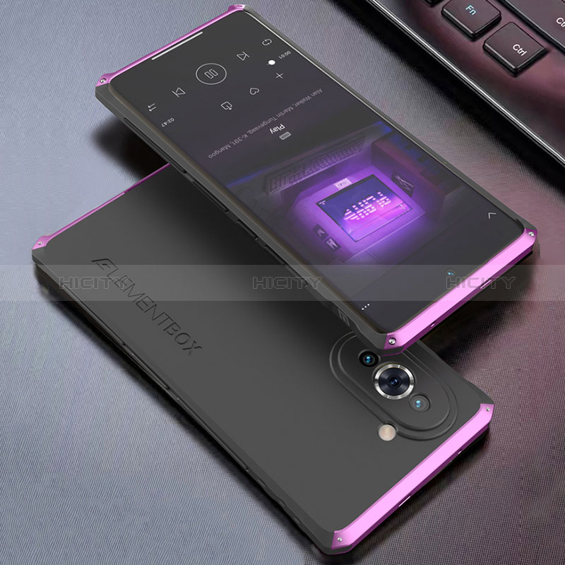 Custodia Lusso Alluminio Cover 360 Gradi per Huawei Nova 10 Viola