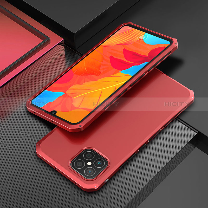 Custodia Lusso Alluminio Cover 360 Gradi per Huawei Nova 8 SE 4G Rosso