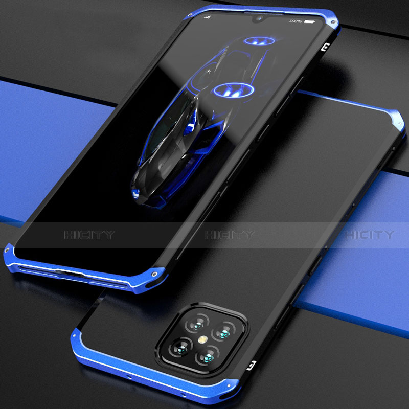 Custodia Lusso Alluminio Cover 360 Gradi per Huawei Nova 8 SE 5G Blu e Nero