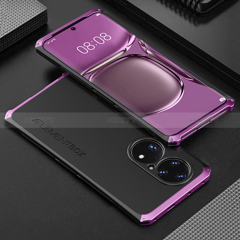 Custodia Lusso Alluminio Cover 360 Gradi per Huawei P50 Viola