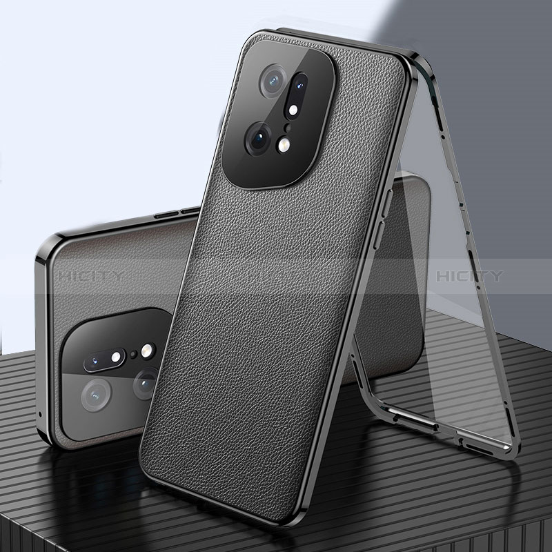 Custodia Lusso Alluminio Cover 360 Gradi per Oppo Find X5 5G Nero