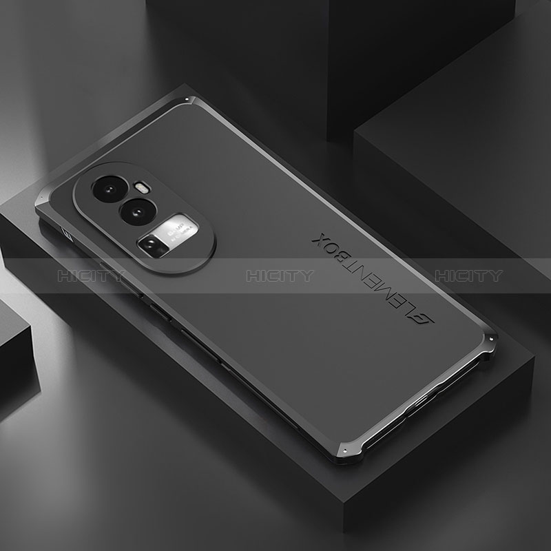 Custodia Lusso Alluminio Cover 360 Gradi per Oppo Reno10 Pro+ Plus 5G Nero