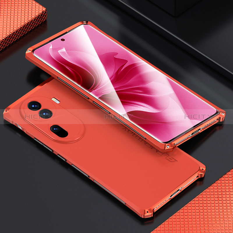 Custodia Lusso Alluminio Cover 360 Gradi per Oppo Reno11 Pro 5G Rosso