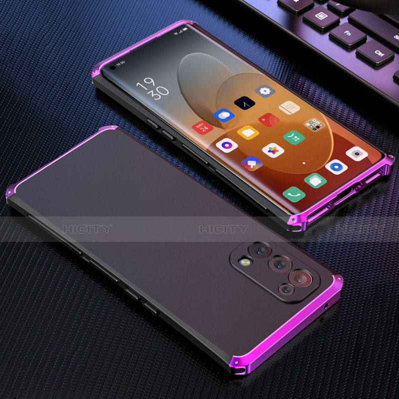 Custodia Lusso Alluminio Cover 360 Gradi per Oppo Reno5 Pro 5G Viola