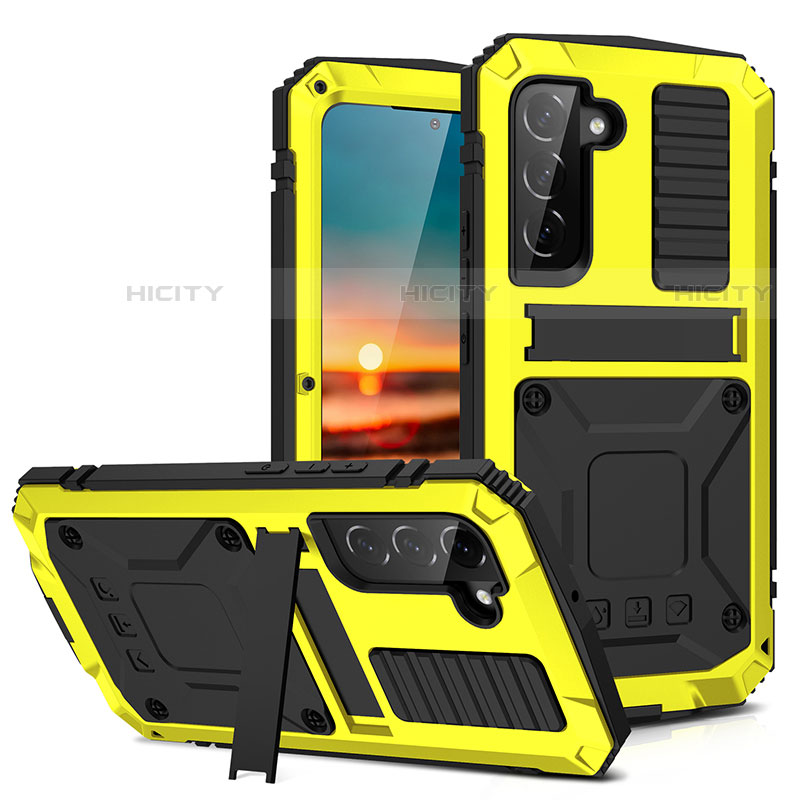 Custodia Lusso Alluminio Cover 360 Gradi per Samsung Galaxy S22 5G Giallo