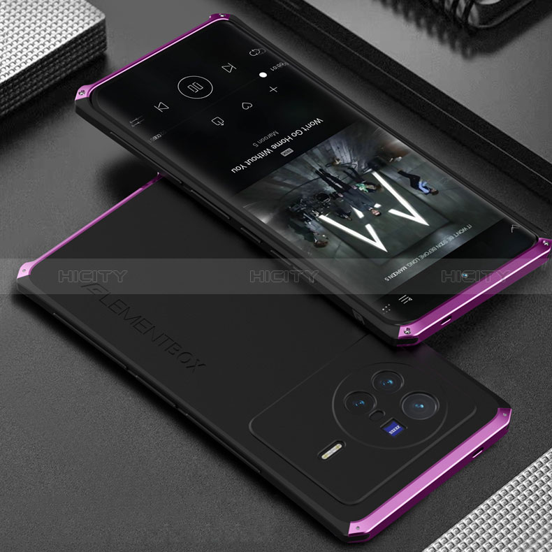 Custodia Lusso Alluminio Cover 360 Gradi per Vivo X80 Pro 5G Viola