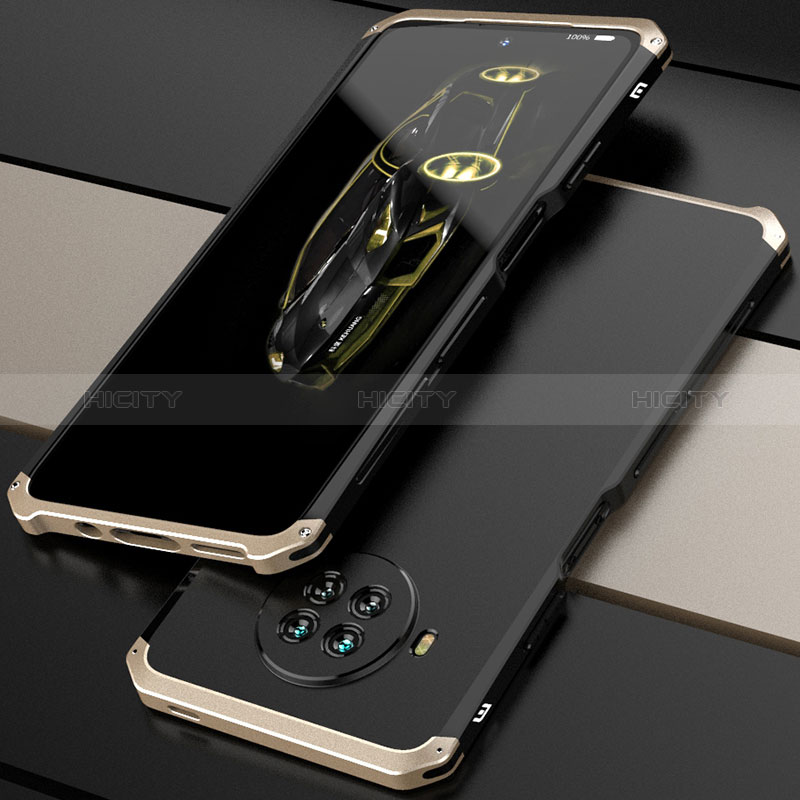 Custodia Lusso Alluminio Cover 360 Gradi per Xiaomi Mi 10i 5G Oro e Nero