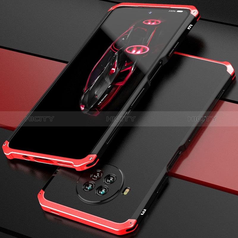 Custodia Lusso Alluminio Cover 360 Gradi per Xiaomi Mi 10i 5G Rosso e Nero