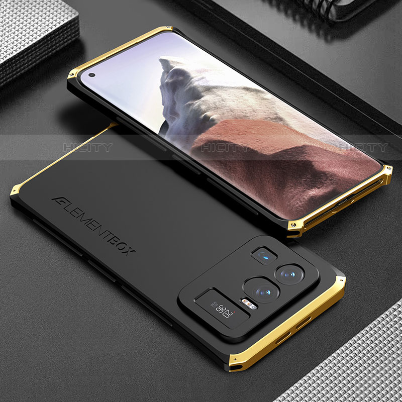 Custodia Lusso Alluminio Cover 360 Gradi per Xiaomi Mi 11 Ultra 5G Oro e Nero