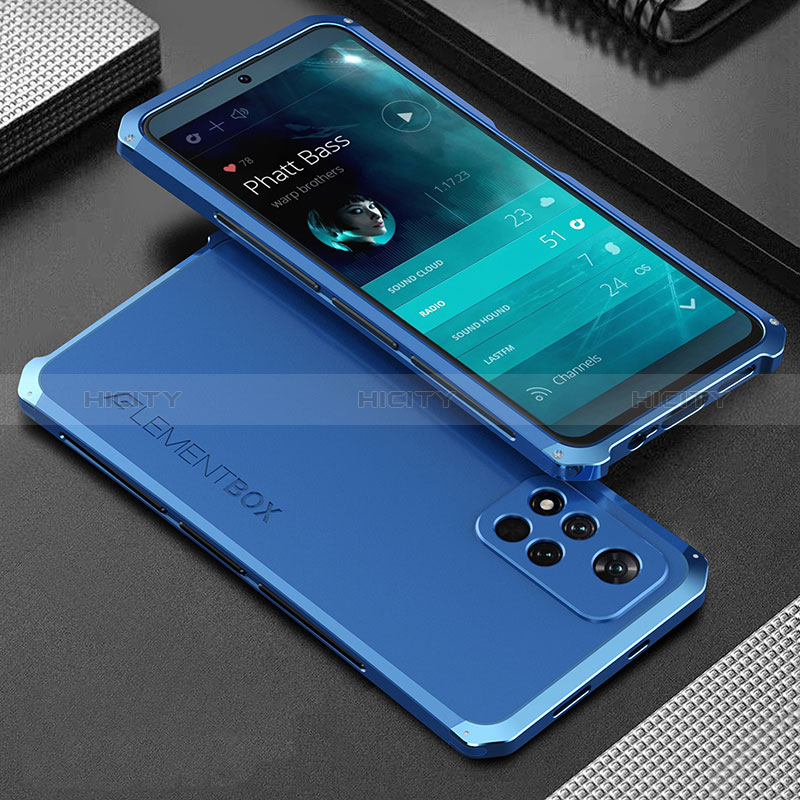 Custodia Lusso Alluminio Cover 360 Gradi per Xiaomi Mi 11i 5G (2022) Blu