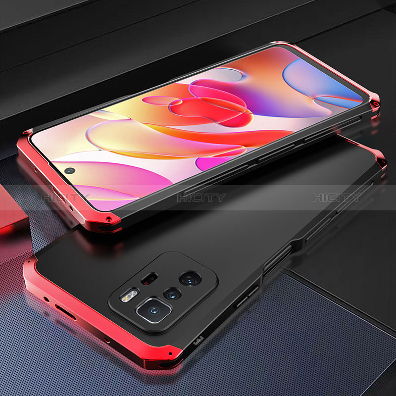 Custodia Lusso Alluminio Cover 360 Gradi per Xiaomi Poco X3 GT 5G Rosso e Nero