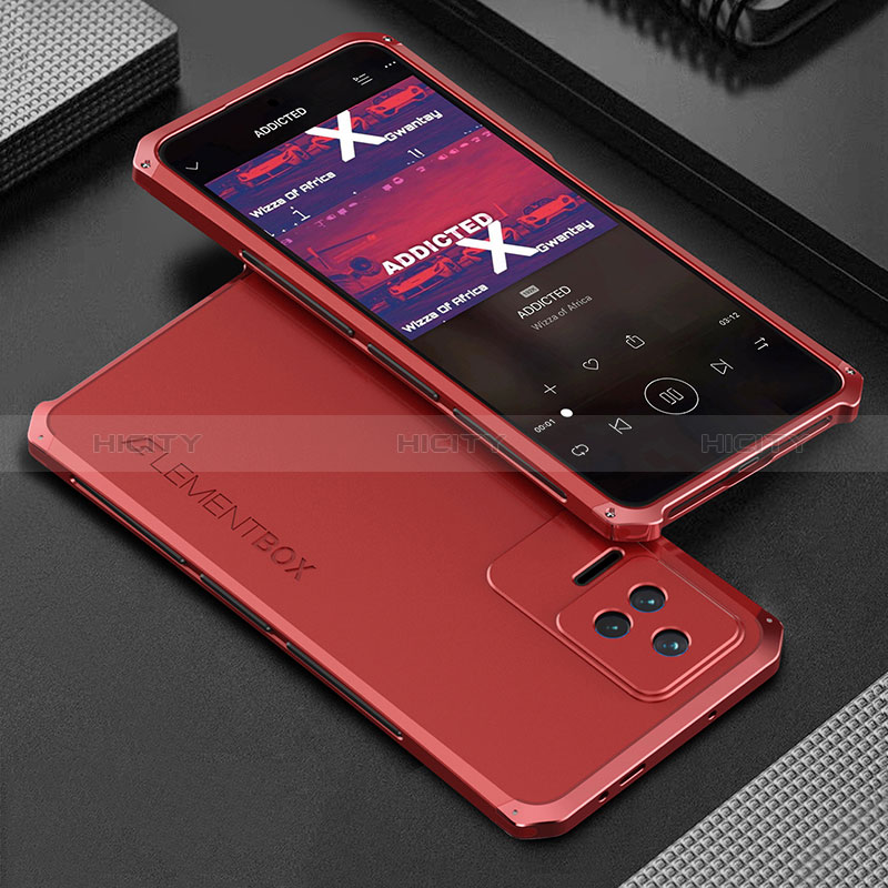 Custodia Lusso Alluminio Cover 360 Gradi per Xiaomi Redmi K40S 5G Rosso