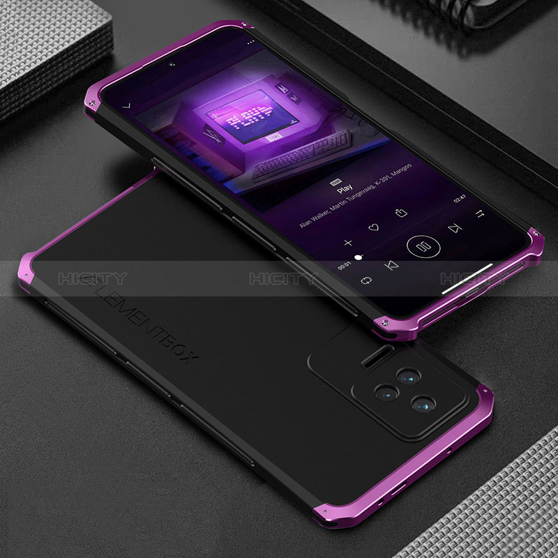 Custodia Lusso Alluminio Cover 360 Gradi per Xiaomi Redmi K50 Pro 5G Viola