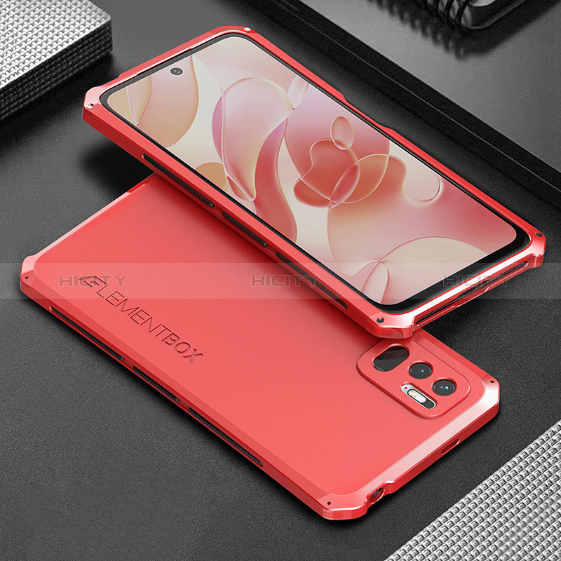 Custodia Lusso Alluminio Cover 360 Gradi per Xiaomi Redmi Note 10 JE 5G Rosso