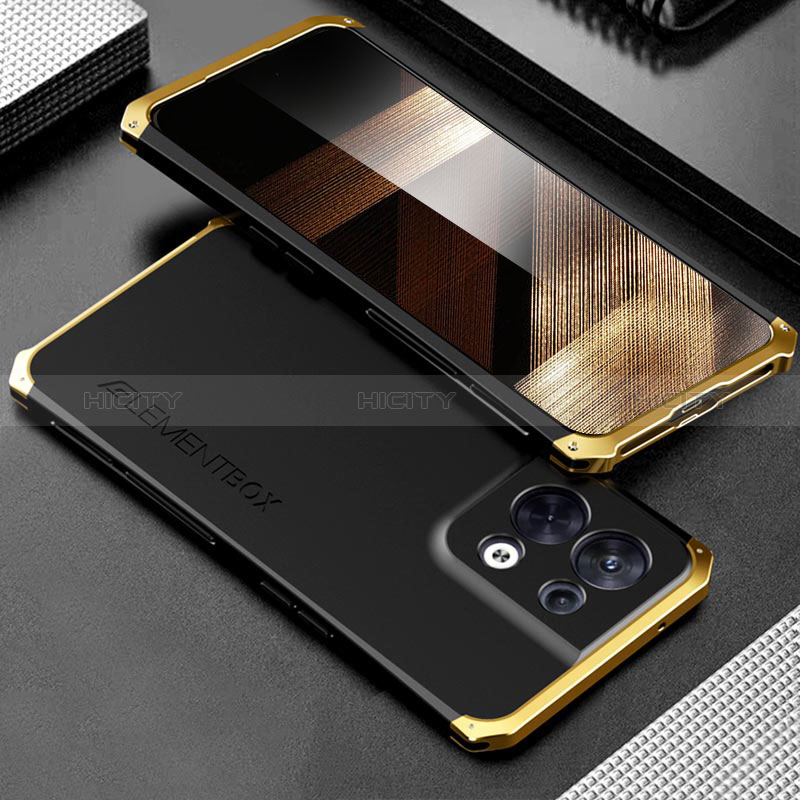 Custodia Lusso Alluminio Cover 360 Gradi per Xiaomi Redmi Note 13 Pro 5G Oro e Nero