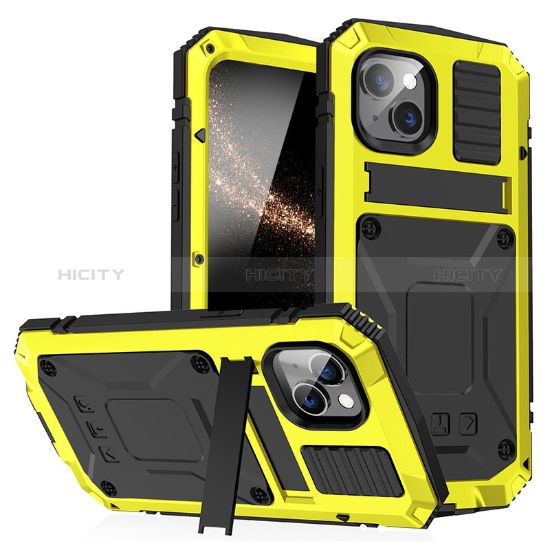 Custodia Lusso Alluminio Cover 360 Gradi RJ1 per Apple iPhone 15 Giallo