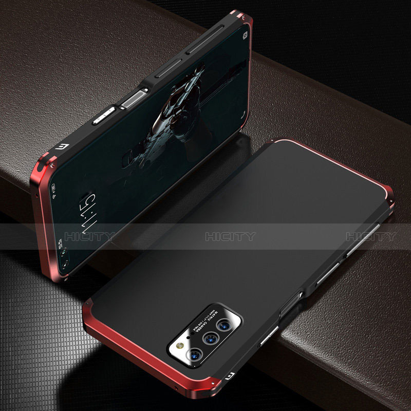 Custodia Lusso Alluminio Cover M01 per Huawei Honor View 30 5G Rosso e Nero