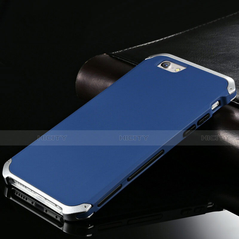 Custodia Lusso Alluminio Cover per Apple iPhone 6 Plus Blu