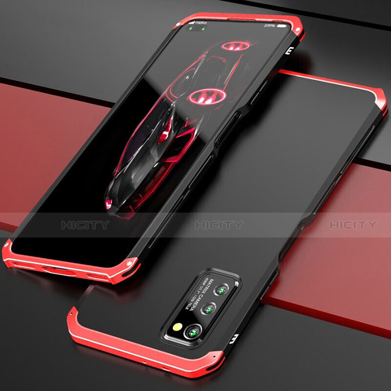 Custodia Lusso Alluminio Cover per Huawei Honor V30 5G Rosso e Nero