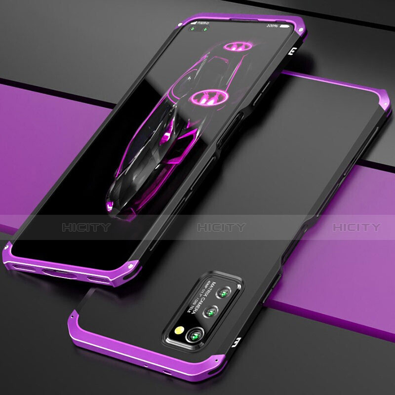 Custodia Lusso Alluminio Cover per Huawei Honor V30 5G Viola e Nero