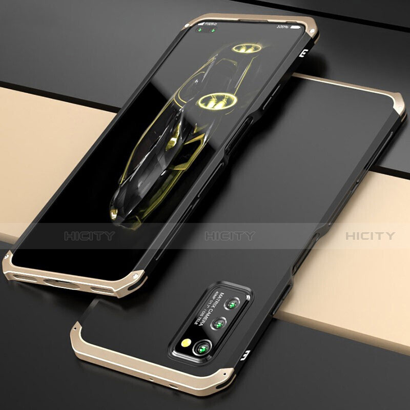 Custodia Lusso Alluminio Cover per Huawei Honor V30 Pro 5G Oro e Nero