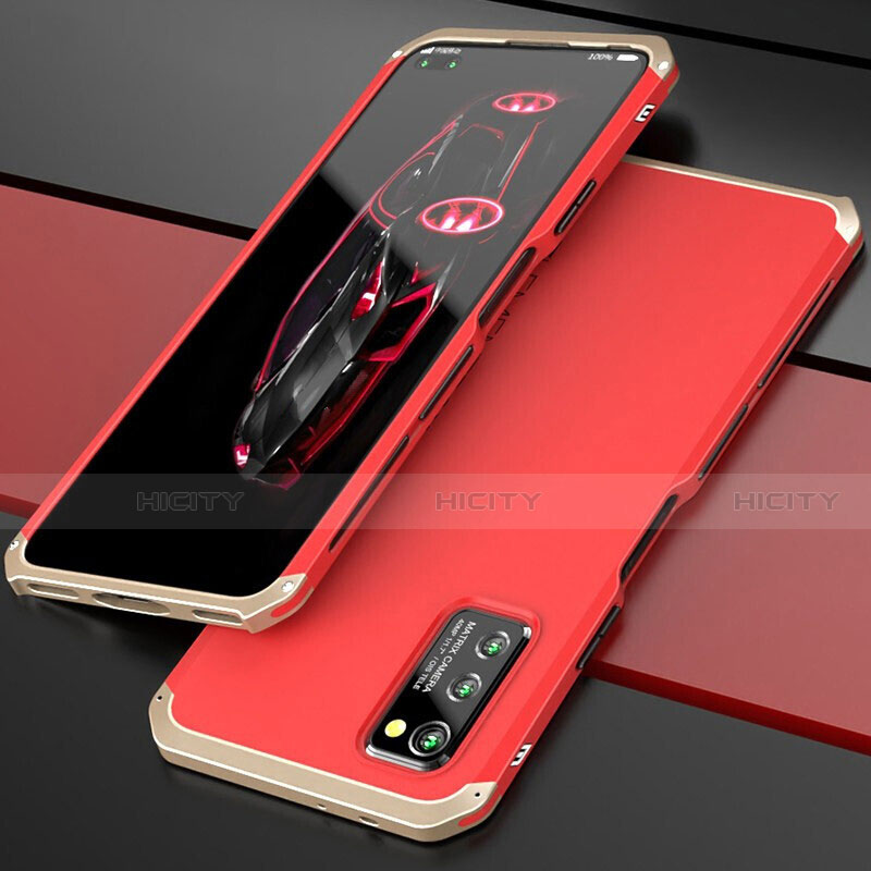 Custodia Lusso Alluminio Cover per Huawei Honor View 30 5G Oro e Rosso