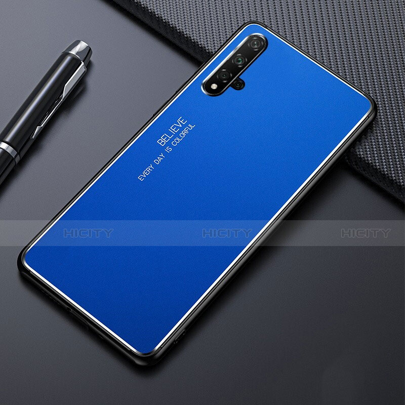 Custodia Lusso Alluminio Cover per Huawei Nova 5 Pro Blu