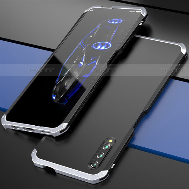 Custodia Lusso Alluminio Cover per Huawei P Smart Pro (2019) Argento e Nero