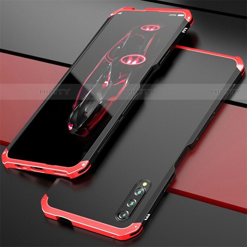 Custodia Lusso Alluminio Cover per Huawei P Smart Pro (2019) Rosso e Nero