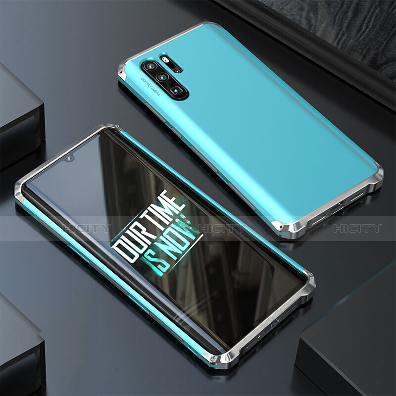 Custodia Lusso Alluminio Cover per Huawei P30 Pro Ciano