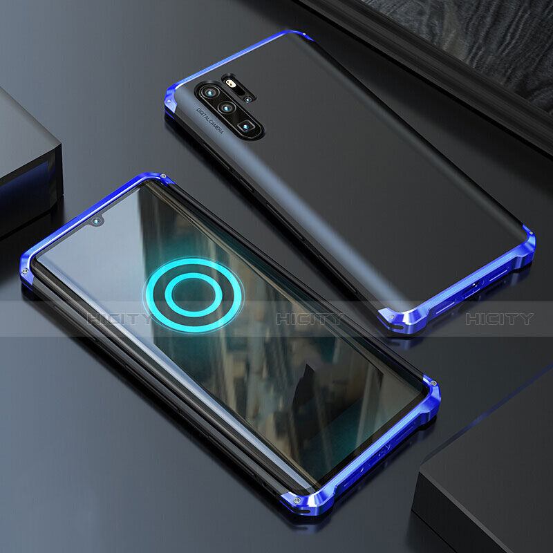 Custodia Lusso Alluminio Cover per Huawei P30 Pro New Edition Blu