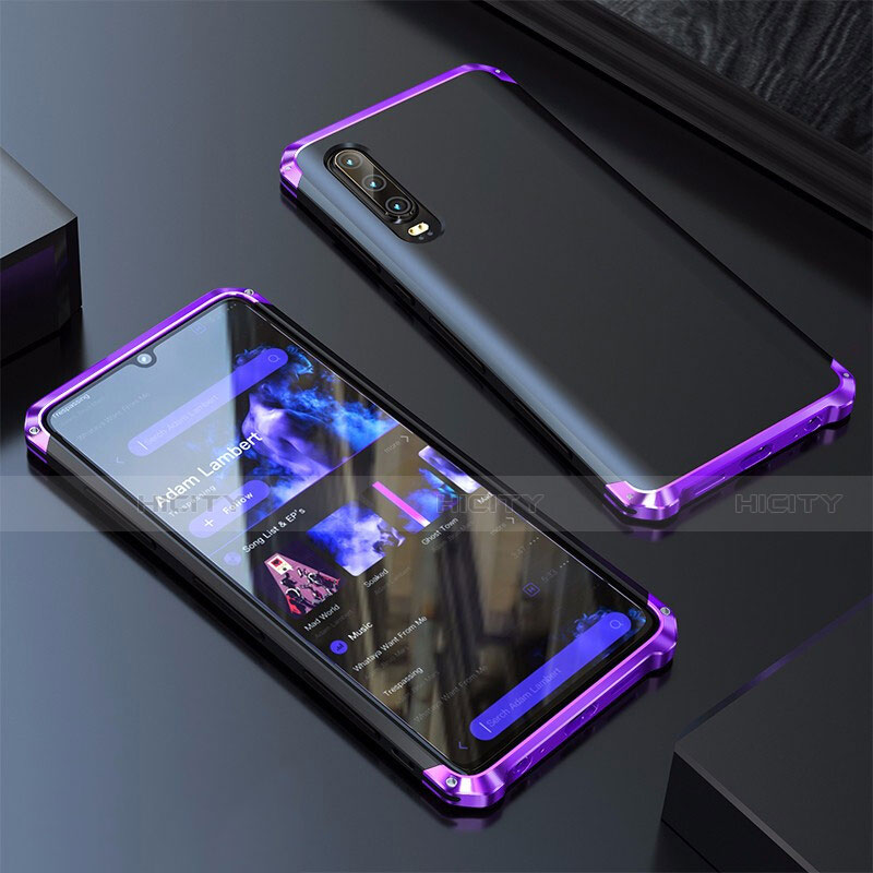 Custodia Lusso Alluminio Cover per Huawei P30 Viola