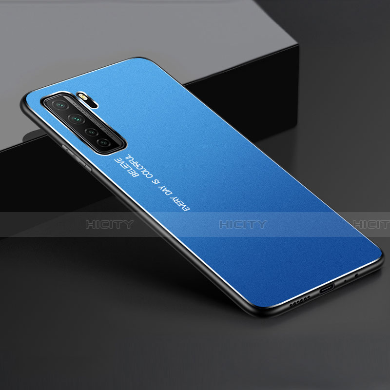 Custodia Lusso Alluminio Cover per Huawei P40 Lite 5G Blu