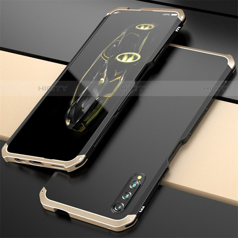 Custodia Lusso Alluminio Cover per Huawei Y9s Oro e Nero