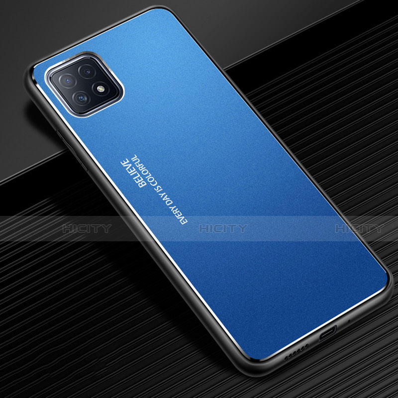 Custodia Lusso Alluminio Cover per Oppo A73 5G Blu