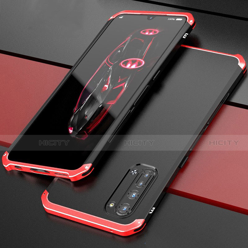 Custodia Lusso Alluminio Cover per Oppo F15 Rosso e Nero