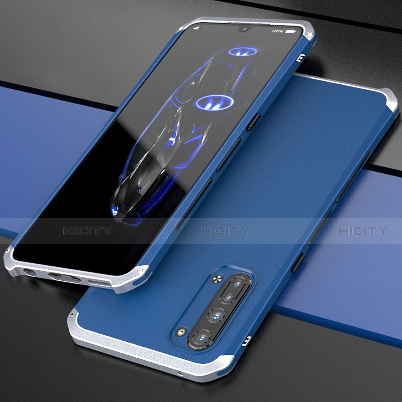 Custodia Lusso Alluminio Cover per Oppo K7 5G Argento e Blu
