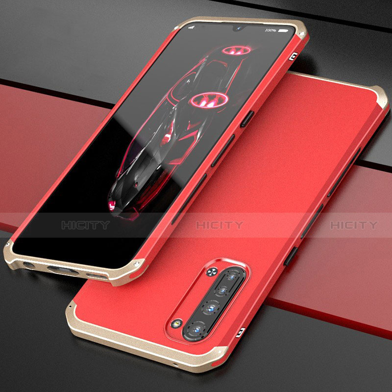 Custodia Lusso Alluminio Cover per Oppo K7 5G Oro e Rosso