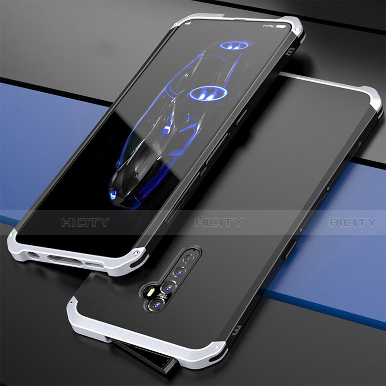 Custodia Lusso Alluminio Cover per Oppo Reno2 Argento