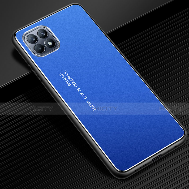 Custodia Lusso Alluminio Cover per Oppo Reno4 SE 5G Blu