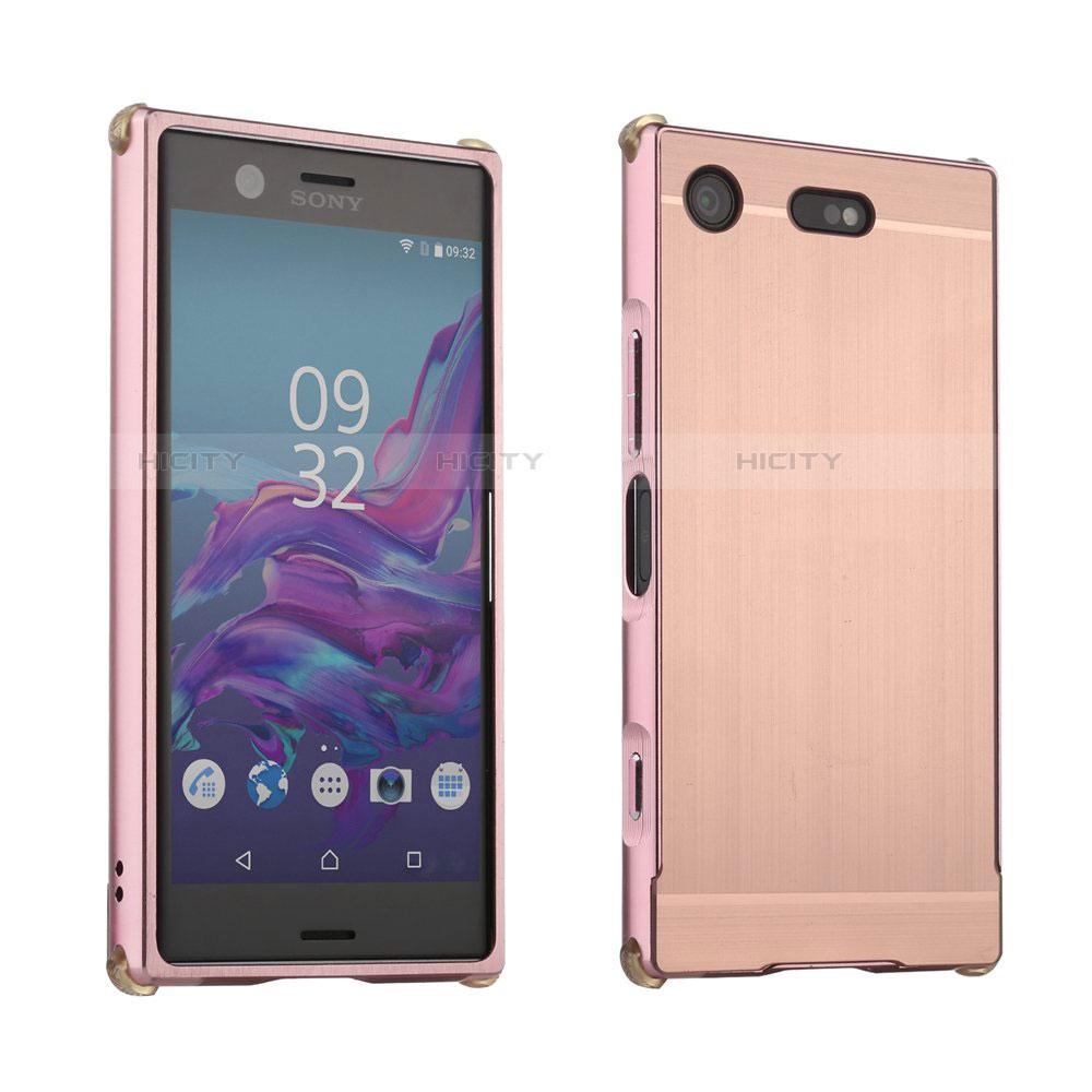 Custodia Lusso Alluminio Cover per Sony Xperia XZ1 Compact Oro Rosa