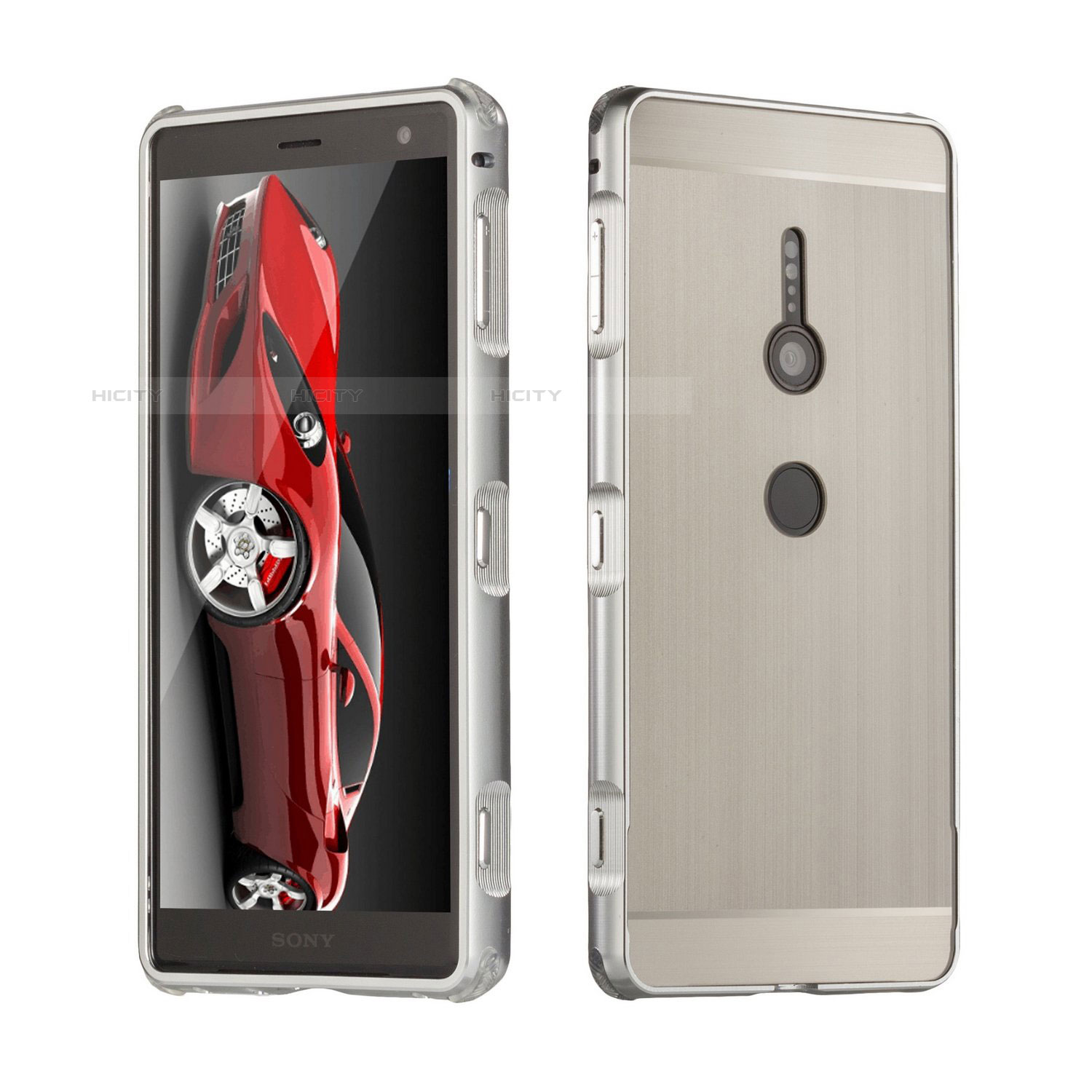 Custodia Lusso Alluminio Cover per Sony Xperia XZ2 Argento