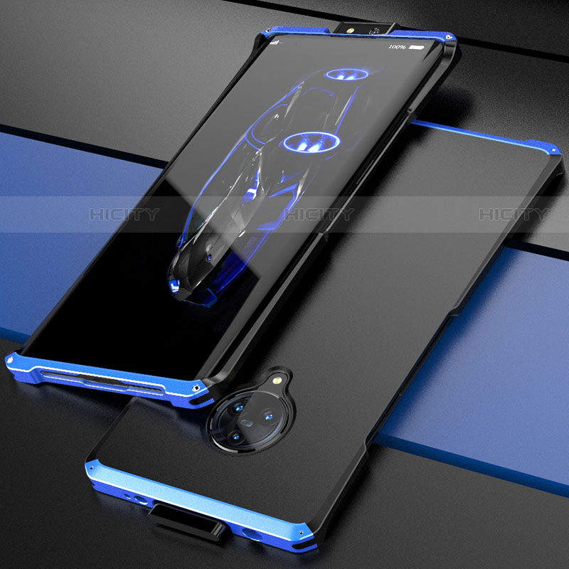 Custodia Lusso Alluminio Cover per Vivo Nex 3 5G Blu e Nero