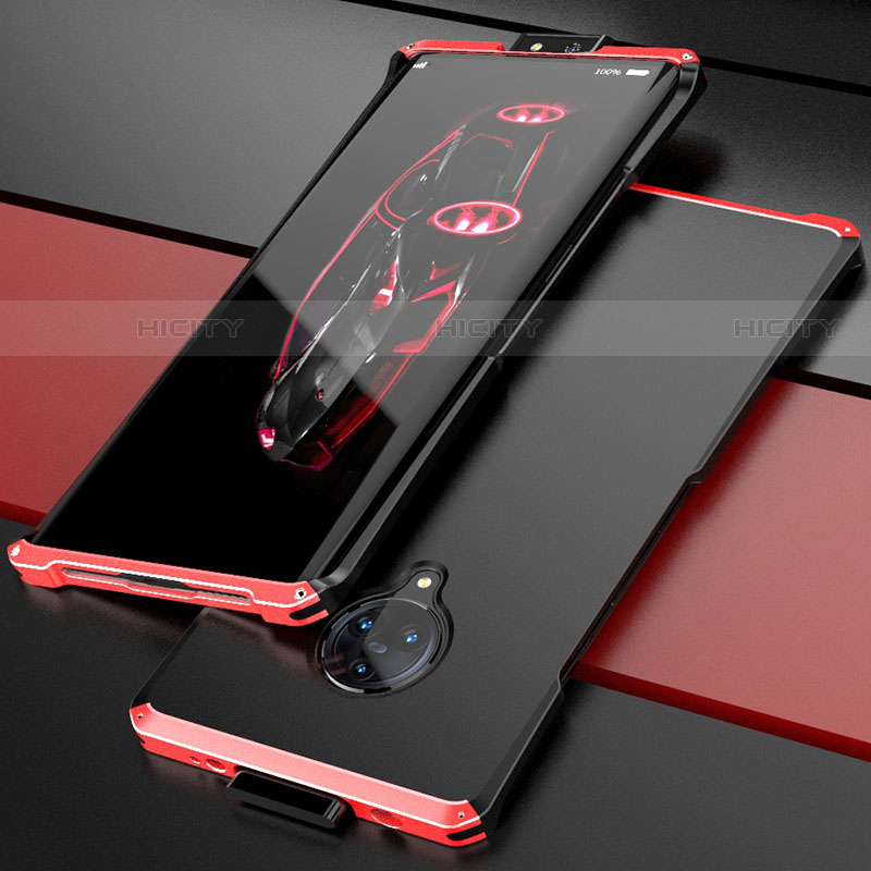 Custodia Lusso Alluminio Cover per Vivo Nex 3 5G Rosso e Nero