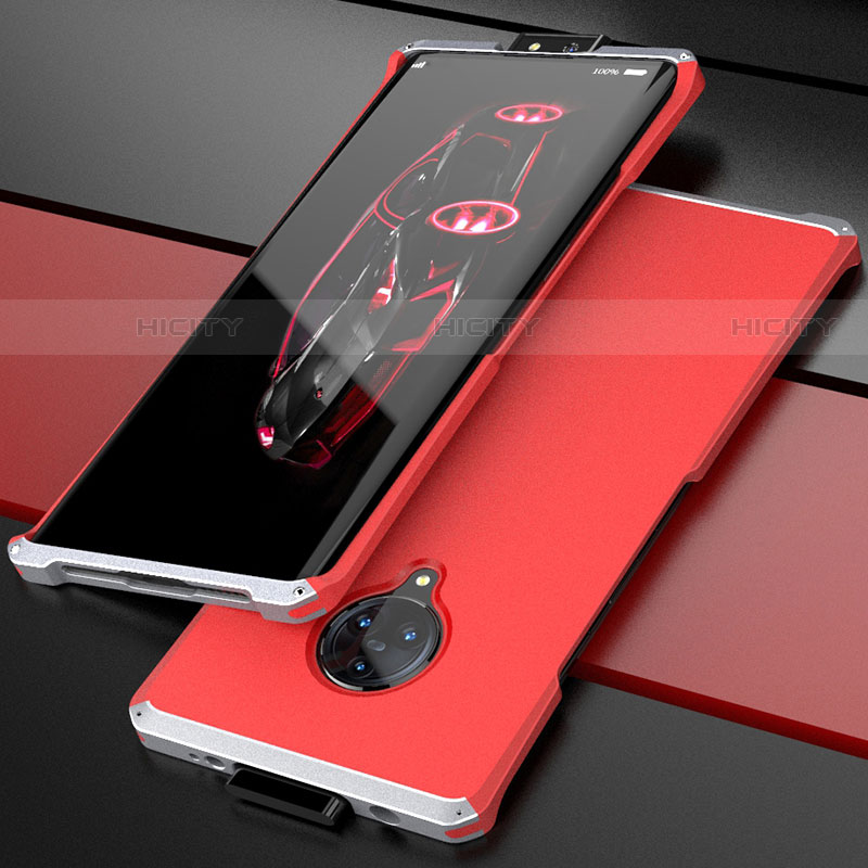 Custodia Lusso Alluminio Cover per Vivo Nex 3 Argento e Rosso