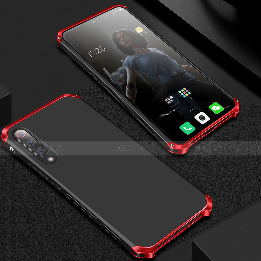 Custodia Lusso Alluminio Cover per Xiaomi Mi 9 Lite Rosso e Nero