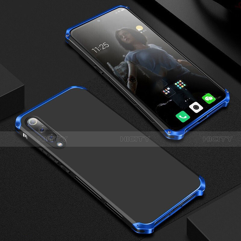 Custodia Lusso Alluminio Cover per Xiaomi Mi 9 Pro 5G Blu e Nero