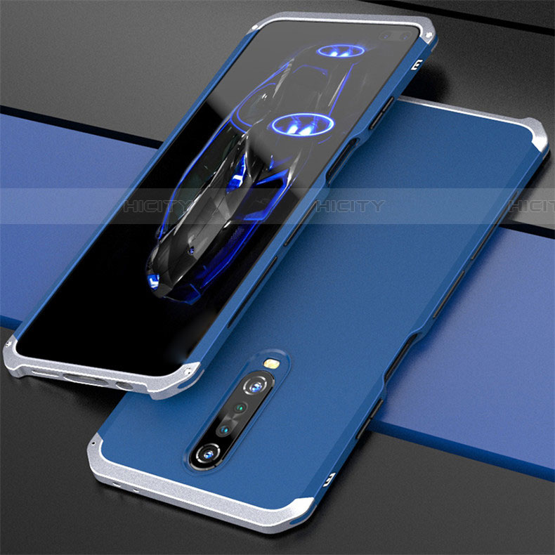 Custodia Lusso Alluminio Cover per Xiaomi Poco X2 Argento e Blu