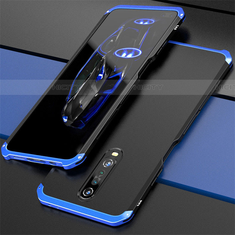 Custodia Lusso Alluminio Cover per Xiaomi Poco X2 Blu e Nero