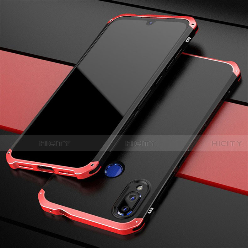 Custodia Lusso Alluminio Cover per Xiaomi Redmi Note 7 Pro Rosso e Nero